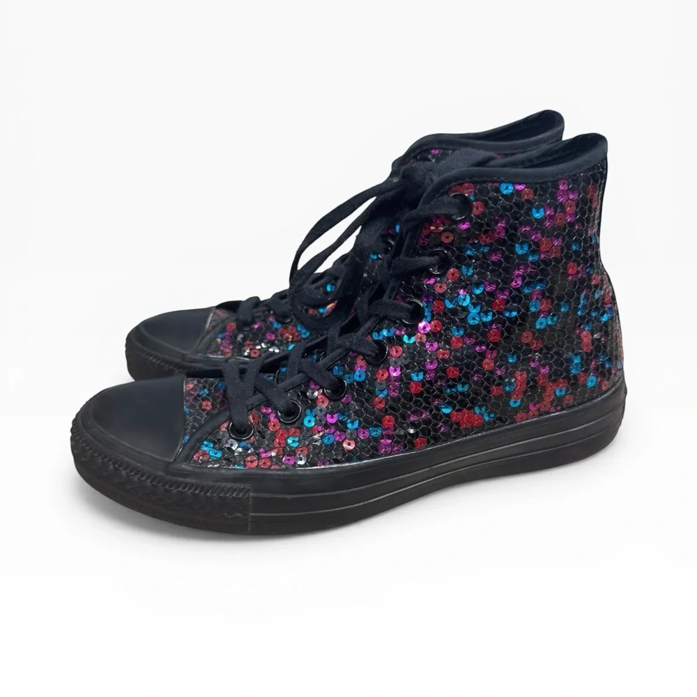 Converse Chuck Taylor All Star Hi Multi Colored Sequin Sneakers Black Size US 7